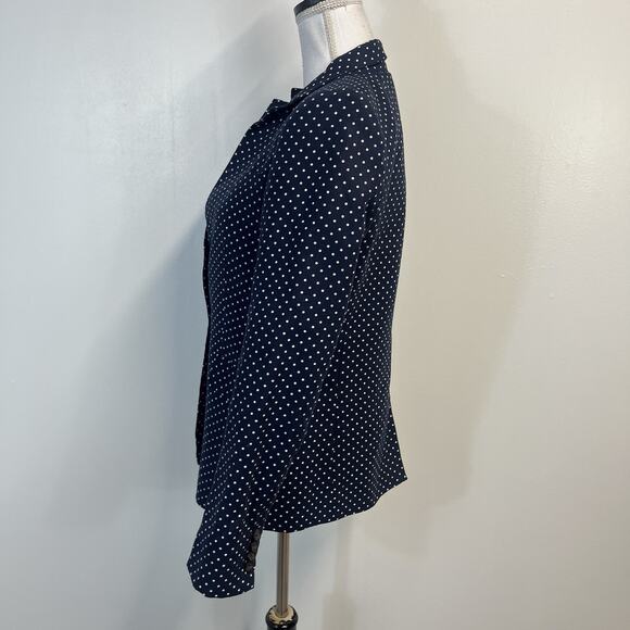 Banana Republic Regent Blazer Women's Size 8 Navy Blue Linen Polka Dot Career - Picture 7 of 9